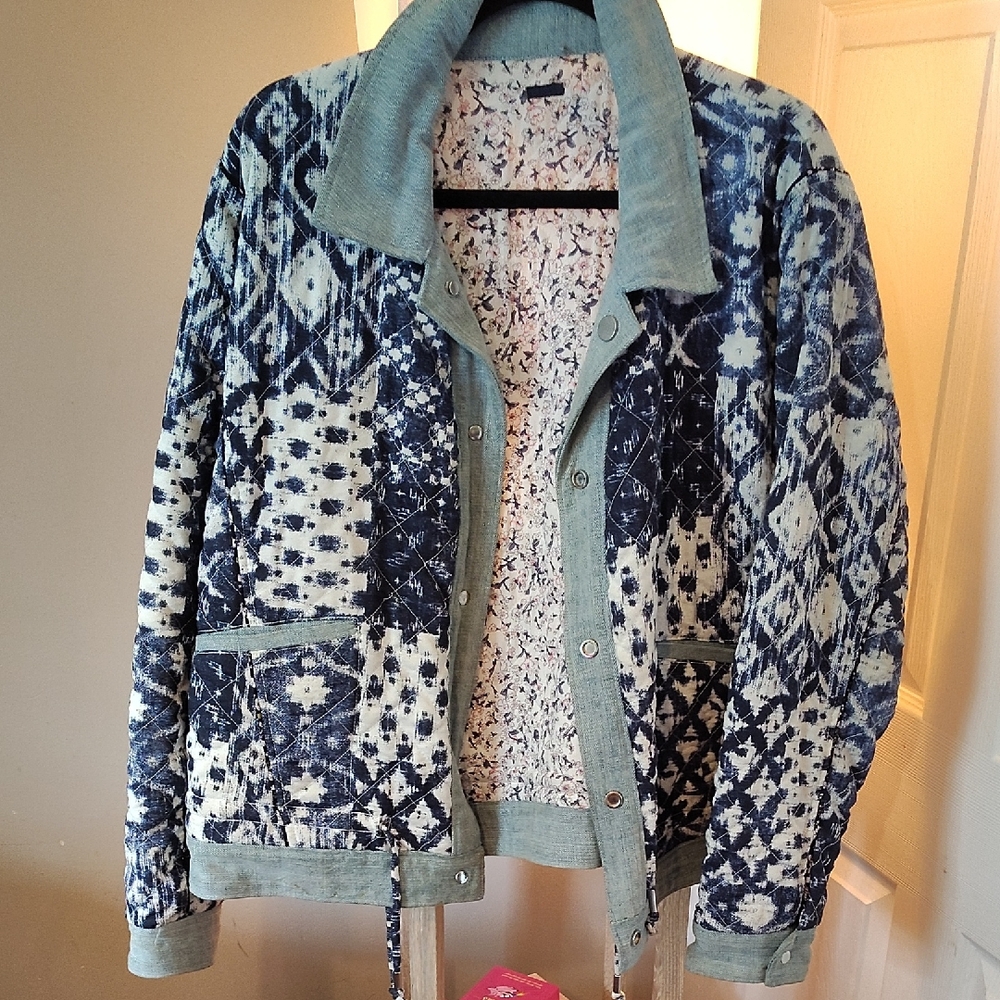 Blank NYC Blue Patterned Jean Jacket